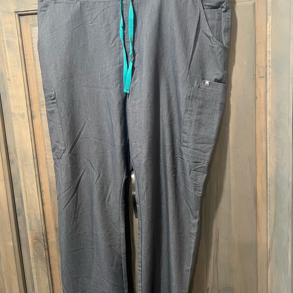 Figs Gray Women's Skinny Pants with Teal Accent